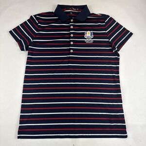 RLX Ralph Lauren Whistling Straits Ryder Cup Polo Mens Sz M Blue Striped Wicking